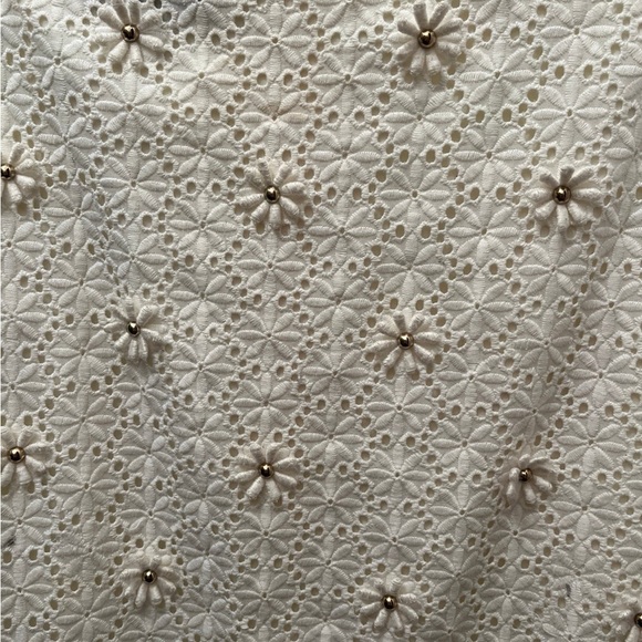 Eyelet Flower Gold Skirt Cream White Beige 2 4 - Picture 2 of 5